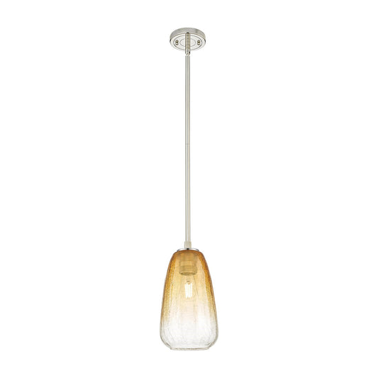 Innovations Brookhaven Almond 6in 1-Light Pendant | Industrial Polished Nickel and Amber Glass | Kitchen Island & Dining | Model 434-1S-PN-G480-6AM