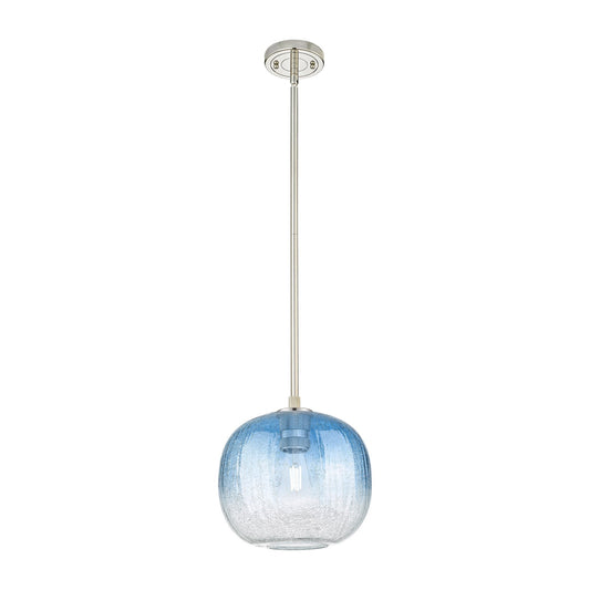 Innovations Brookhaven Sphere 10.5in 1-Light Pendant | Industrial Polished Nickel and Sapphire Blue Glass | Kitchen | Model 434-1S-PN-G481-10SB
