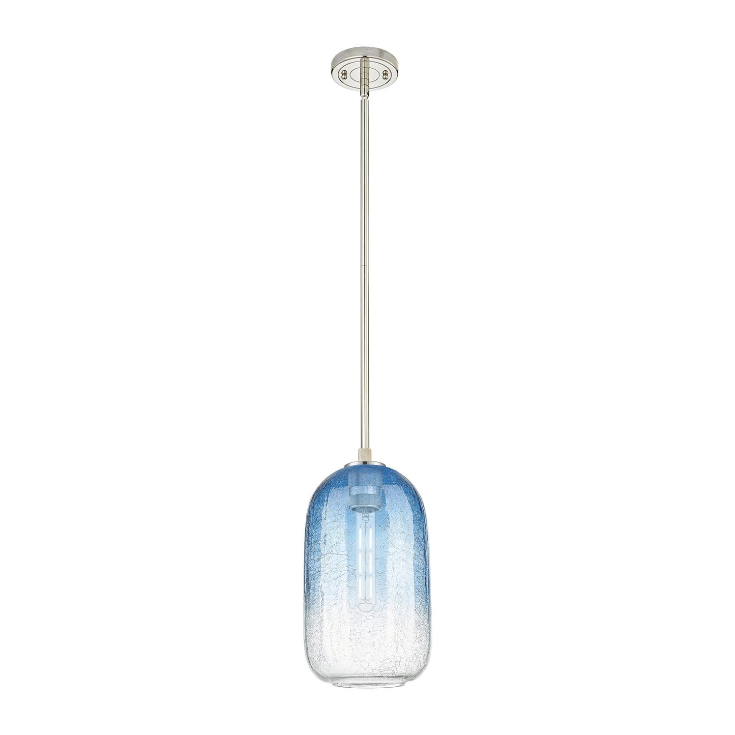 Innovations Brookhaven Cloche 7in 1-Light Pendant | Industrial Polished Nickel and Sapphire Blue Glass | Kitchen Island | Model 434-1S-PN-G482-7SB