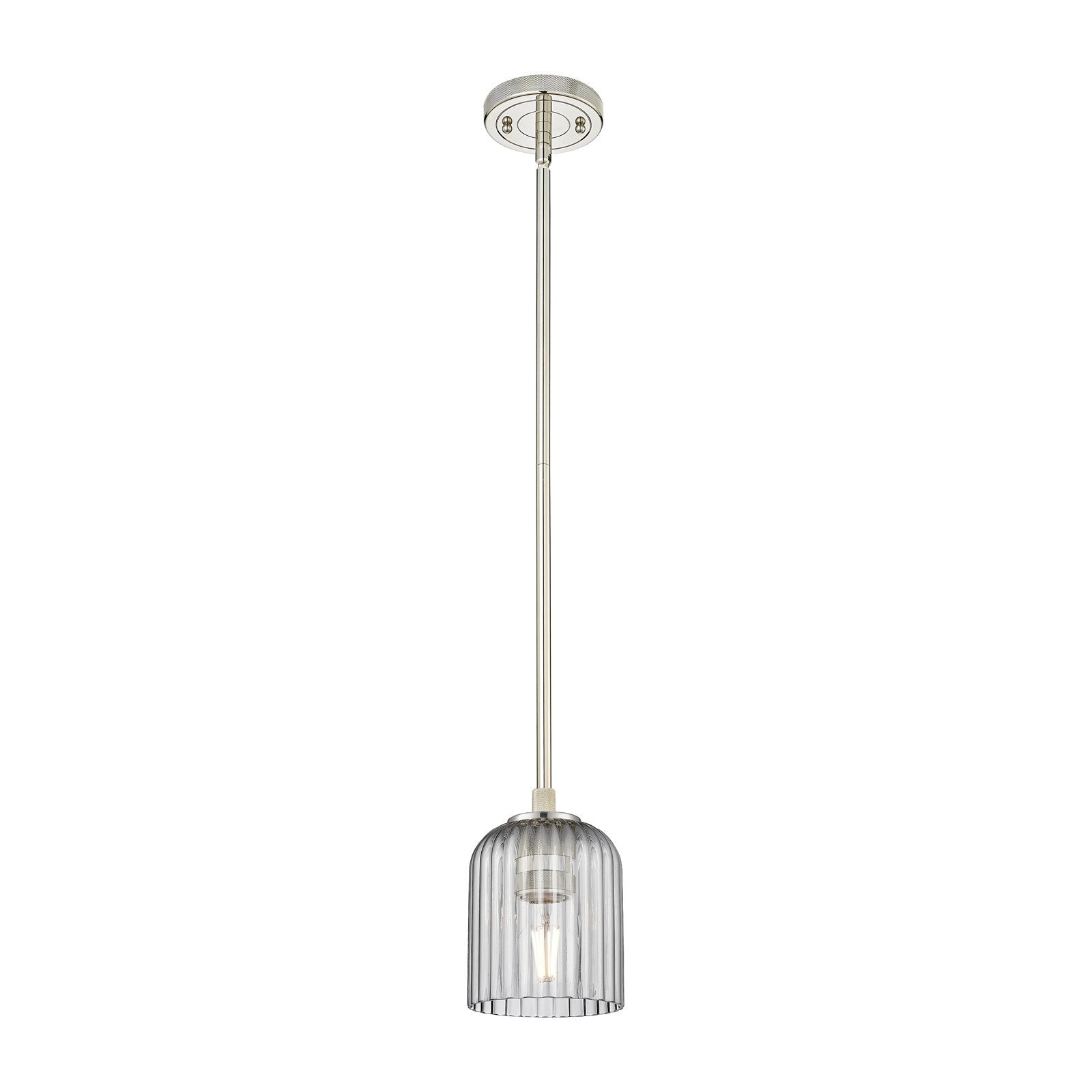Innovations Crown Point 5in 1-Light Pendant | Industrial Polished Nickel and Light Smoke Glass | Kitchen Island & Dining | Model 434-1S-PN-G559-5SM