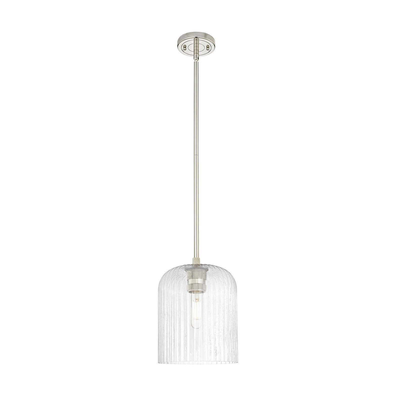Innovations Crown Point 8in 1-Light Pendant | Industrial Polished Nickel and Seedy Glass | Kitchen Island & Dining Room | Model 434-1S-PN-G559-8SDY