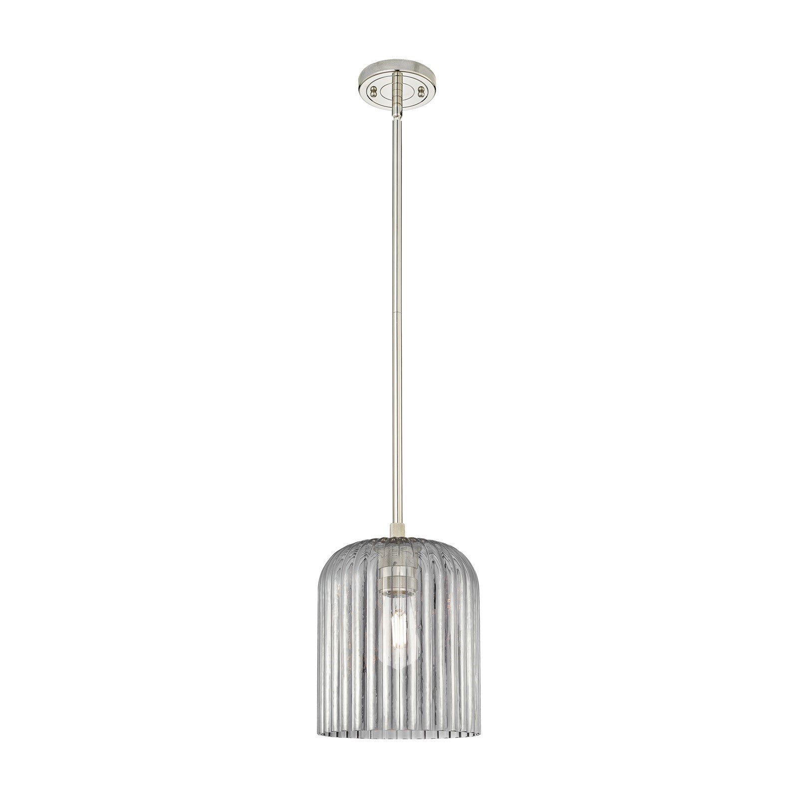 Innovations Crown Point 8in 1-Light Pendant | Industrial Polished Nickel and Light Smoke Glass | Kitchen Island & Dining | Model 434-1S-PN-G559-8SM