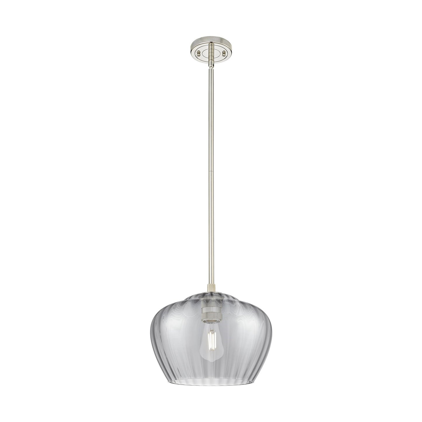 Innovations Fenton 11in 1-Light Pendant | Industrial Polished Nickel and Light Smoke Glass | Kitchen Island & Dining Room | Model 434-1S-PN-G93-L