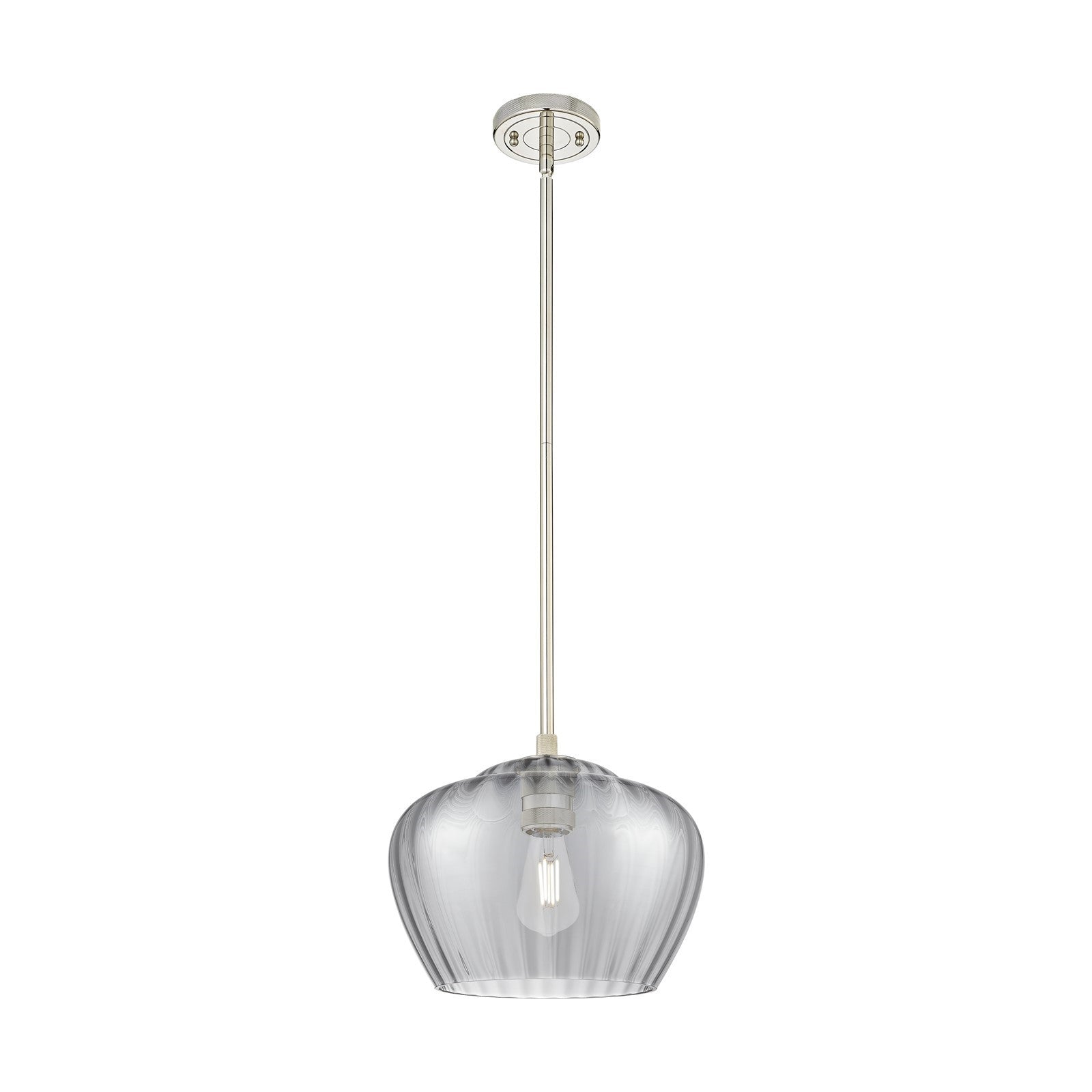 Innovations Fenton 11in 1-Light Pendant | Industrial Polished Nickel and Light Smoke Glass | Kitchen Island & Dining Room | Model 434-1S-PN-G93-L