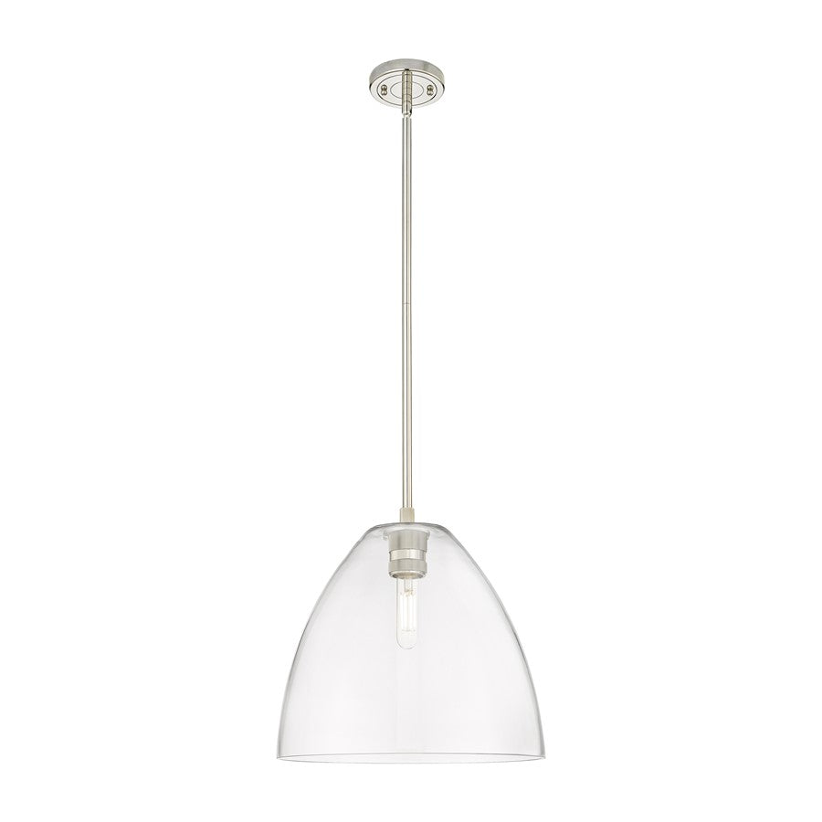 Innovations Crown Point 1Lt 12" Bristol Stem Pendant, PN/CL - 434-1S-PN-GBD-122