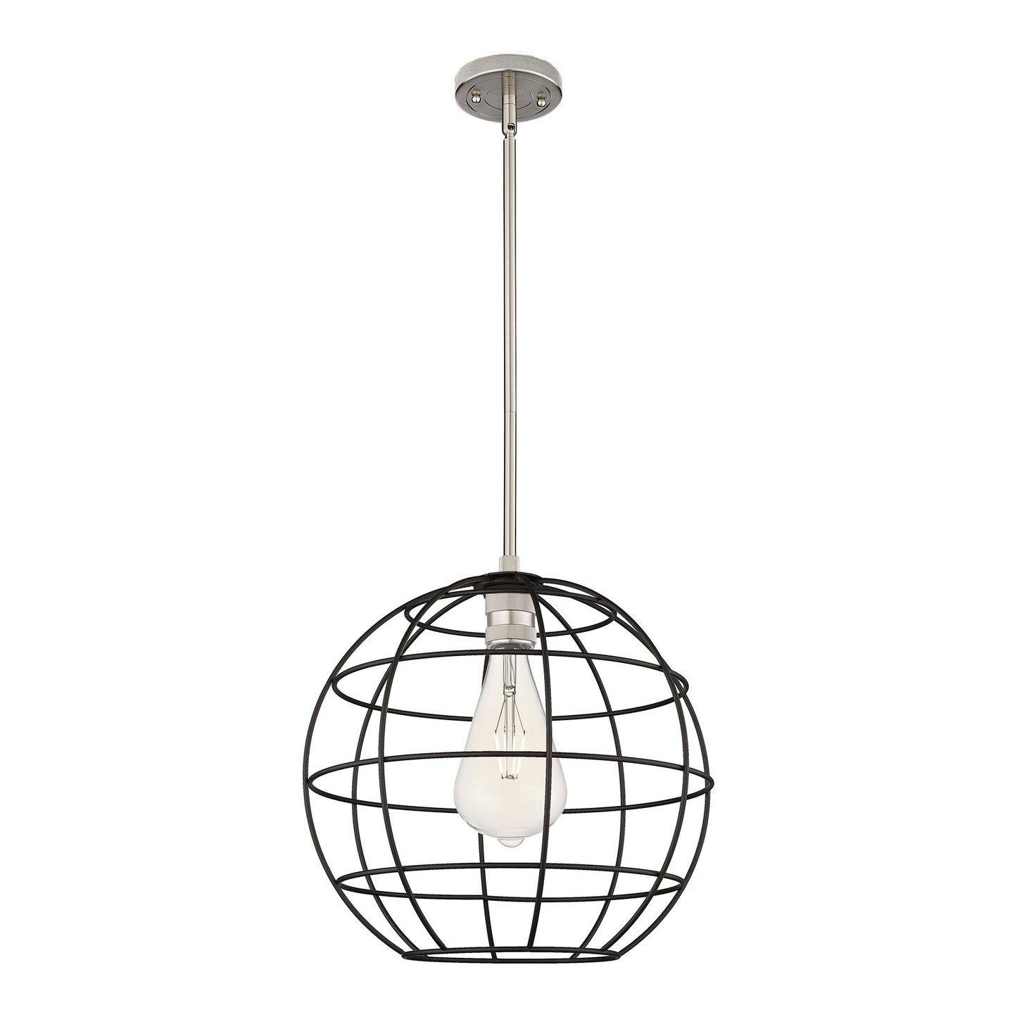 Innovations Lake Placid 16in 1-Light Pendant | Satin Nickel and Matte Black Metal | Kitchen Island & Dining Room | Model 434-1S-SN-CE-16-BK