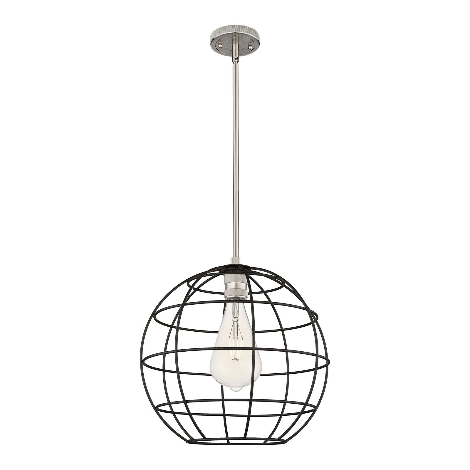 Innovations Lake Placid 16in 1-Light Pendant | Satin Nickel and Matte Black Metal | Kitchen Island & Dining Room | Model 434-1S-SN-CE-16-BK