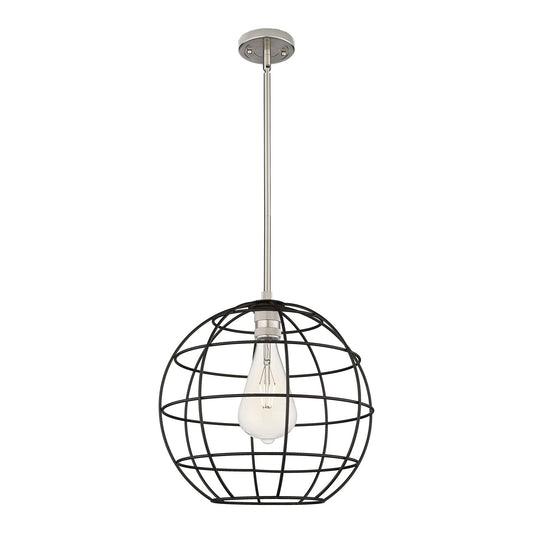 Innovations Lake Placid 16in 1-Light Pendant | Satin Nickel and Matte Black Metal | Kitchen Island & Dining Room | Model 434-1S-SN-CE-16-BK