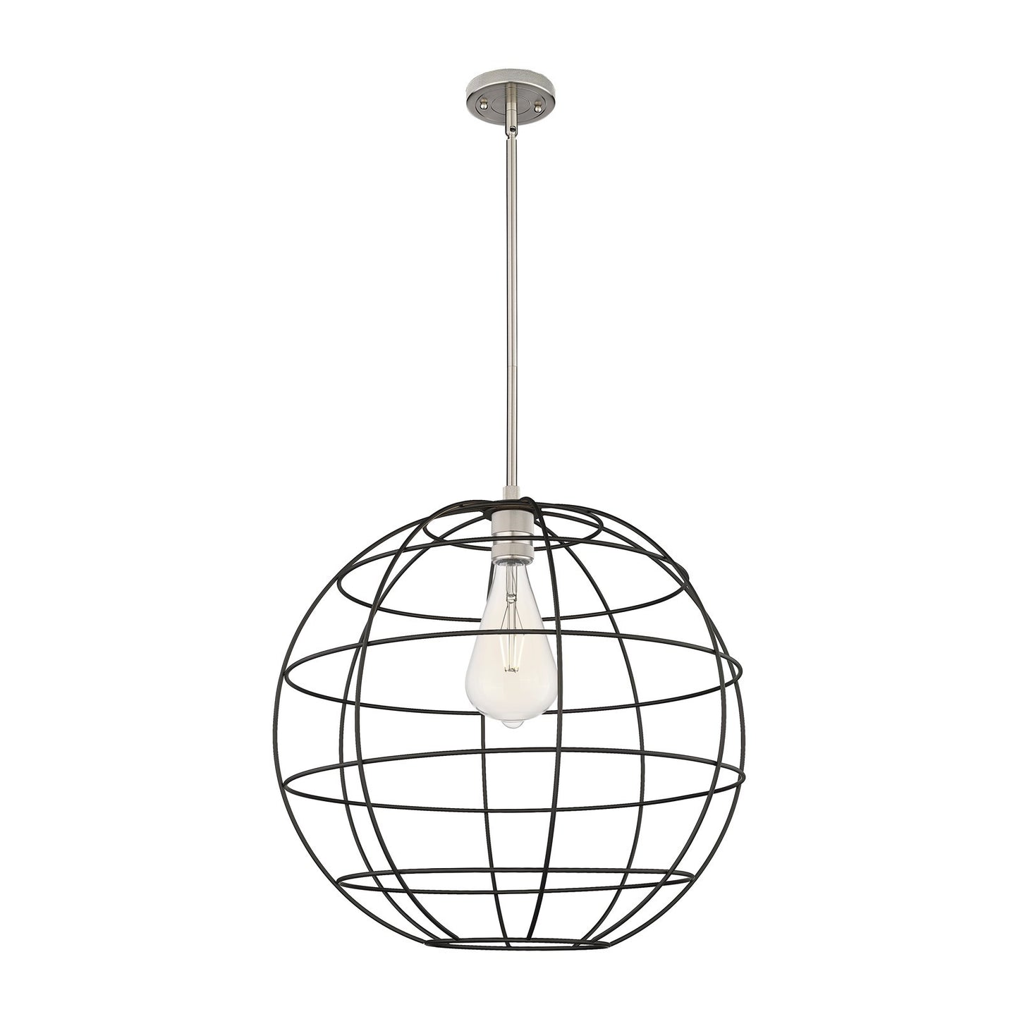 Innovations Lake Placid 22in 1-Light Pendant | Satin Nickel and Matte Black Metal | Kitchen Island & Dining Room | Model 434-1S-SN-CE-22-BK