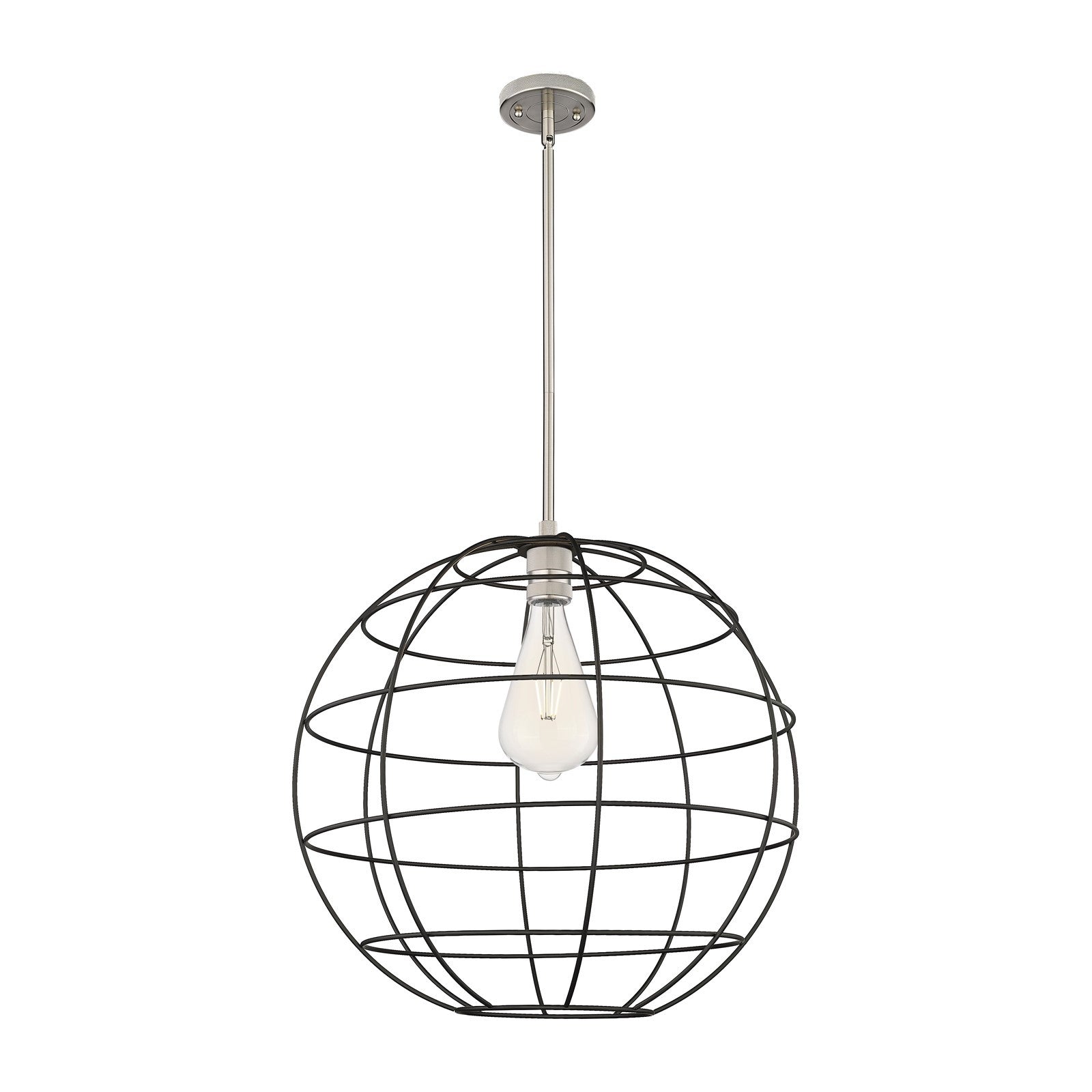 Innovations Lake Placid 22in 1-Light Pendant | Satin Nickel and Matte Black Metal | Kitchen Island & Dining Room | Model 434-1S-SN-CE-22-BK