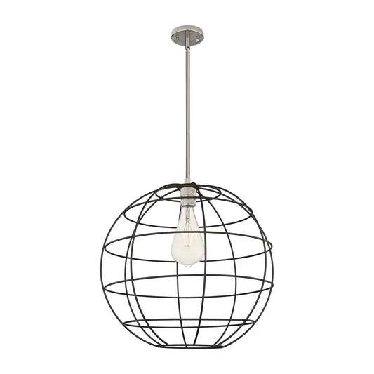 Innovations Lake Placid 22in 1-Light Pendant | Satin Nickel and Matte Black Metal | Kitchen Island & Dining Room | Model 434-1S-SN-CE-22-BK