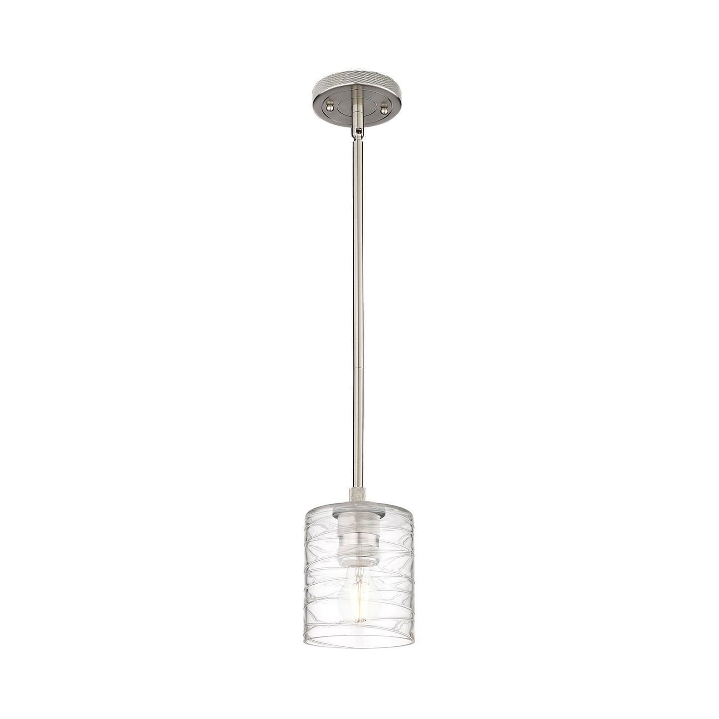 Innovations Cobbleskill 5in 1-Light Pendant | Satin Nickel and Deco Swirl Glass | Kitchen Island & Dining Room | Model 434-1S-SN-G1113