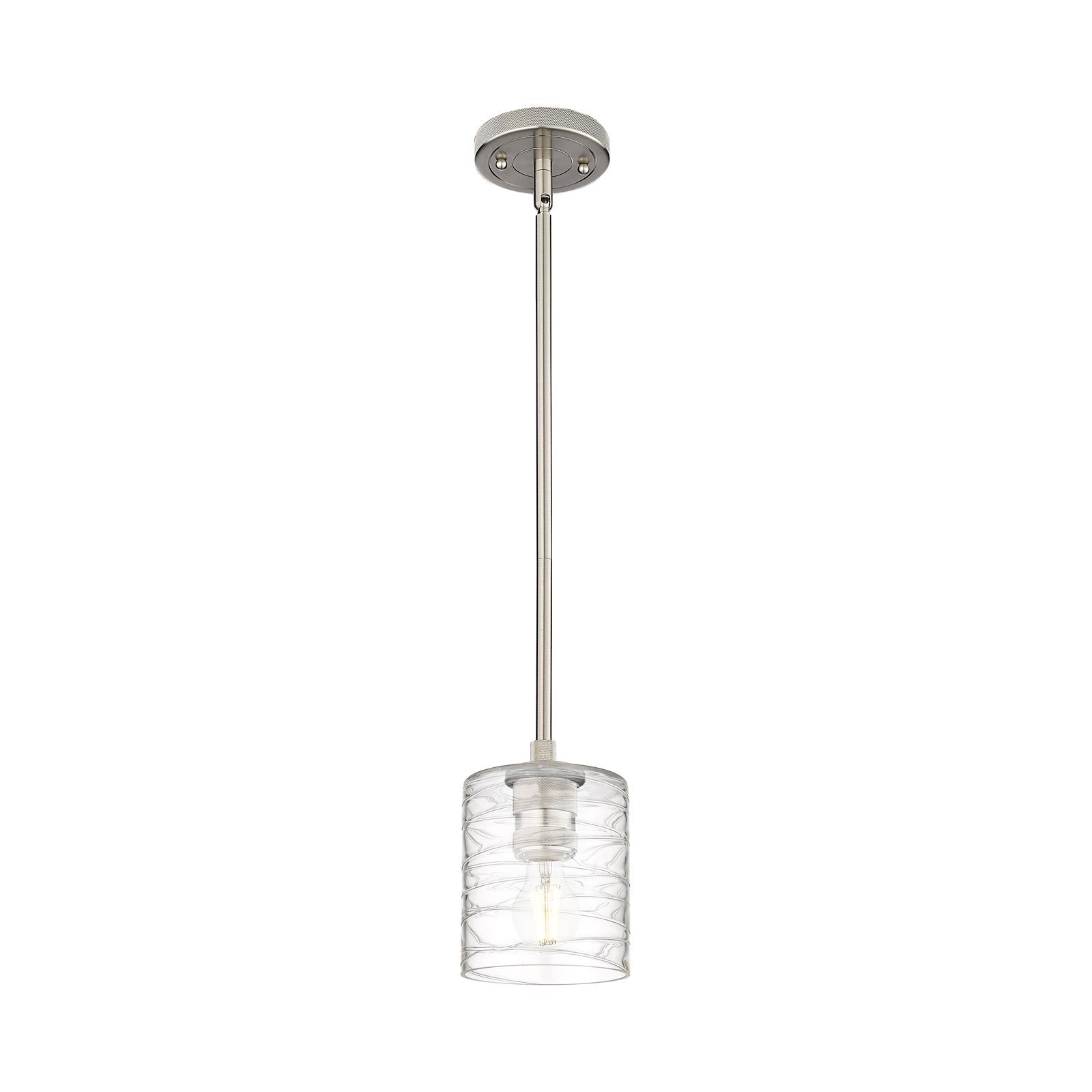 Innovations Cobbleskill 5in 1-Light Pendant | Satin Nickel and Deco Swirl Glass | Kitchen Island & Dining Room | Model 434-1S-SN-G1113