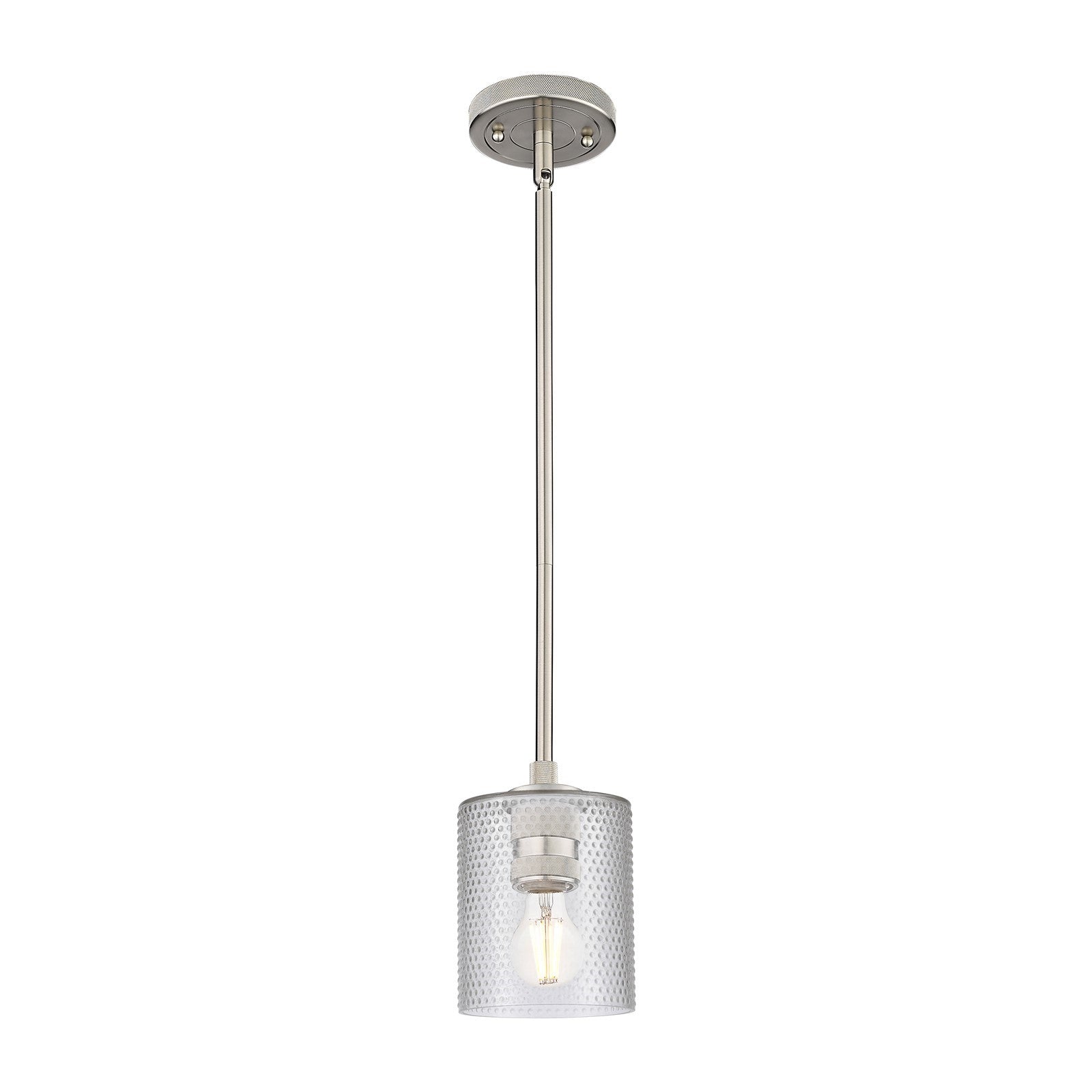 Innovations Cobbleskill 5in 1-Light Pendant | Industrial Satin Nickel and Clear Glass | Kitchen Island & Dining Room | Model 434-1S-SN-G112