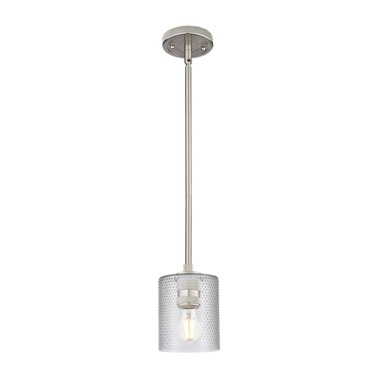 Innovations Cobbleskill 5in 1-Light Pendant | Industrial Satin Nickel and Clear Glass | Kitchen Island & Dining Room | Model 434-1S-SN-G112