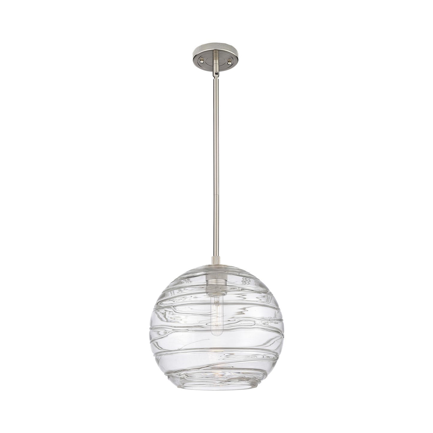 Innovations Crown Point 10in 1-Light Pendant | Industrial Satin Nickel and Clear Deco Swirl Glass | Kitchen Island | Model 434-1S-SN-G1213-10CL