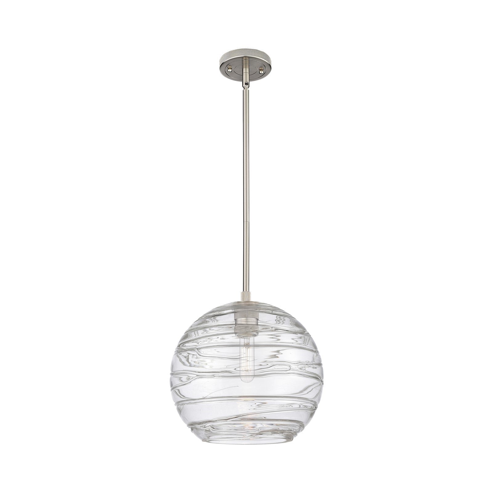 Innovations Crown Point 10in 1-Light Pendant | Industrial Satin Nickel and Clear Deco Swirl Glass | Kitchen Island | Model 434-1S-SN-G1213-10CL