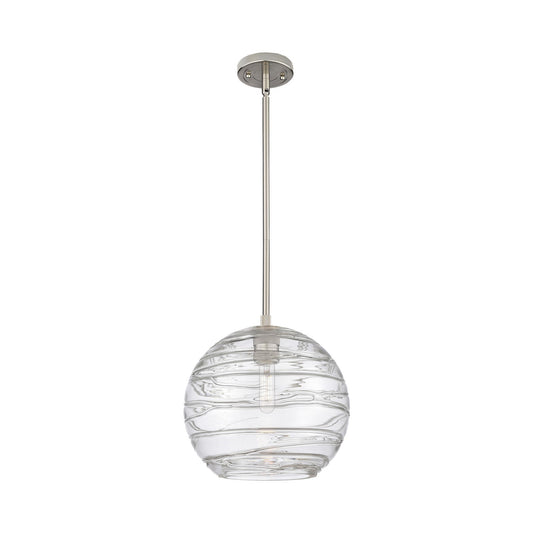 Innovations Crown Point 10in 1-Light Pendant | Industrial Satin Nickel and Clear Deco Swirl Glass | Kitchen Island | Model 434-1S-SN-G1213-10CL