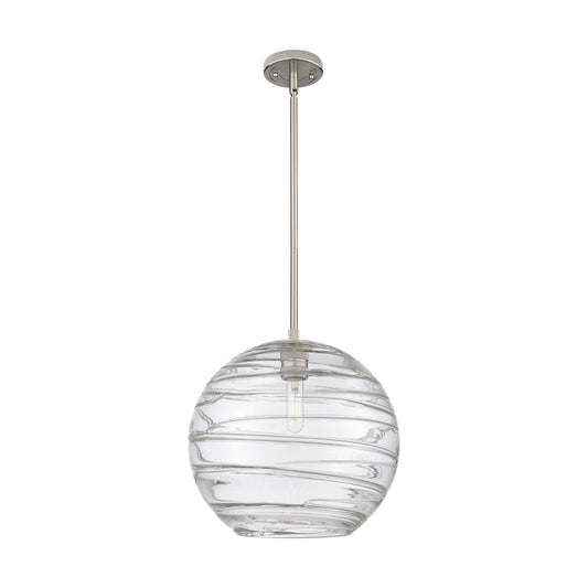 Innovations Crown Point 12in 1-Light Pendant | Industrial Satin Nickel and Clear Deco Swirl Glass | Kitchen Island | Model 434-1S-SN-G1213-12CL