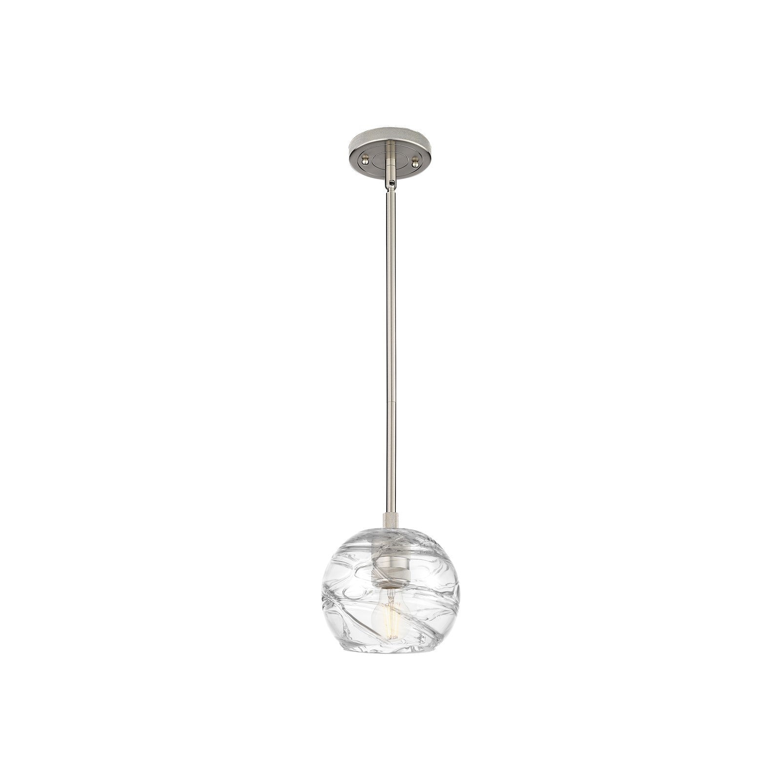 Innovations Crown Point 6in 1-Light Pendant | Industrial Satin Nickel and Clear Deco Swirl Glass | Kitchen Island | Model 434-1S-SN-G1213-6CL