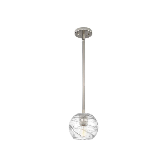 Innovations Crown Point 6in 1-Light Pendant | Industrial Satin Nickel and Clear Deco Swirl Glass | Kitchen Island | Model 434-1S-SN-G1213-6CL