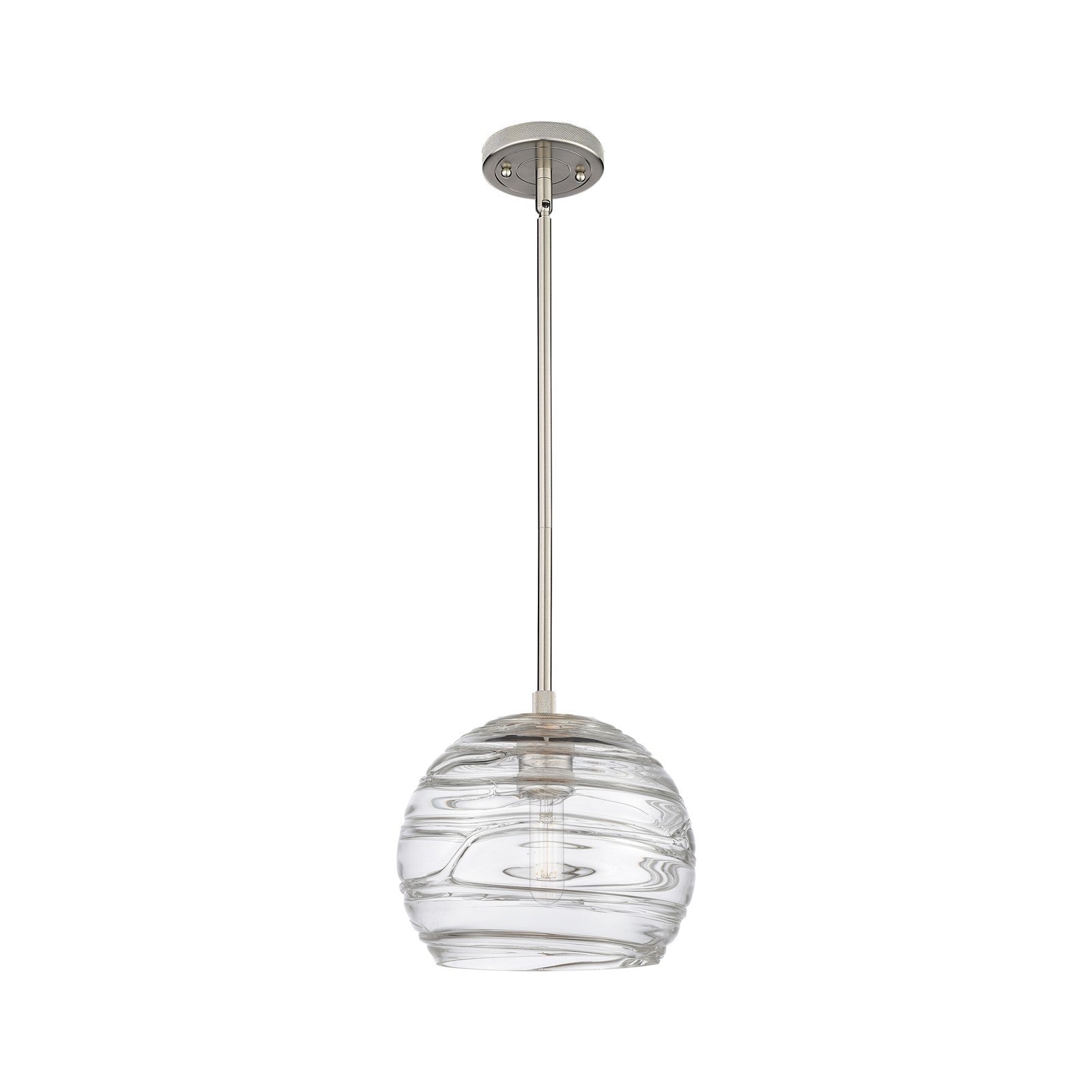 Innovations Crown Point 8in 1-Light Pendant | Industrial Satin Nickel and Clear Deco Swirl Glass | Kitchen Island | Model 434-1S-SN-G1213-8CL
