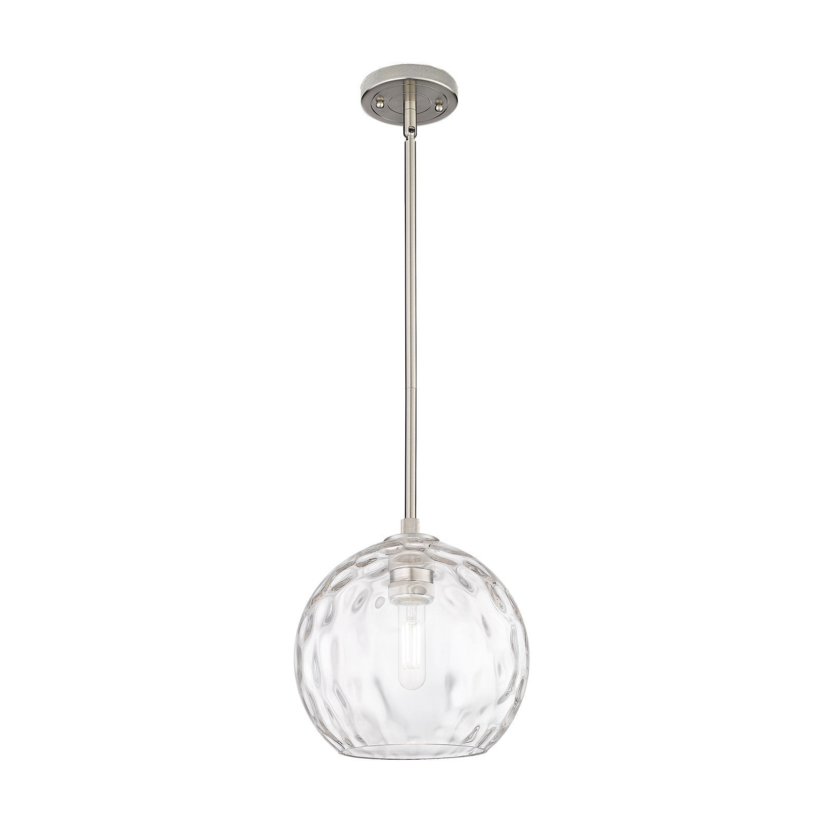 Innovations Athens Water Glass 10in 1-Light Pendant | Industrial Satin Nickel and Clear Water Glass | Kitchen Island | Model 434-1S-SN-G1215-10