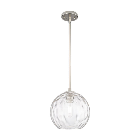 Innovations Athens Water Glass 10in 1-Light Pendant | Industrial Satin Nickel and Clear Water Glass | Kitchen Island | Model 434-1S-SN-G1215-10