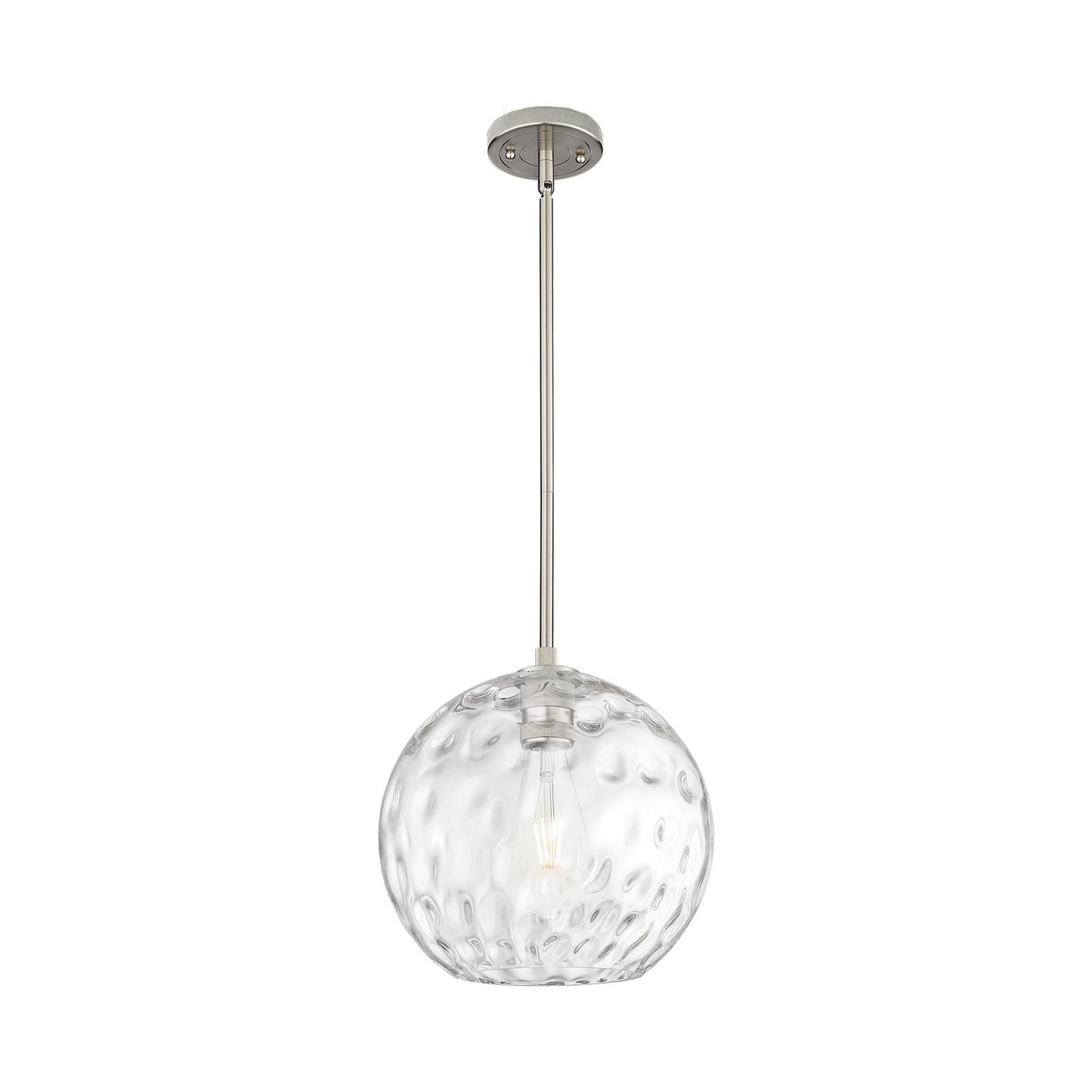 Innovations Athens Water Glass 12in 1-Light Pendant | Industrial Satin Nickel and Clear Water Glass | Kitchen Island | Model 434-1S-SN-G1215-12