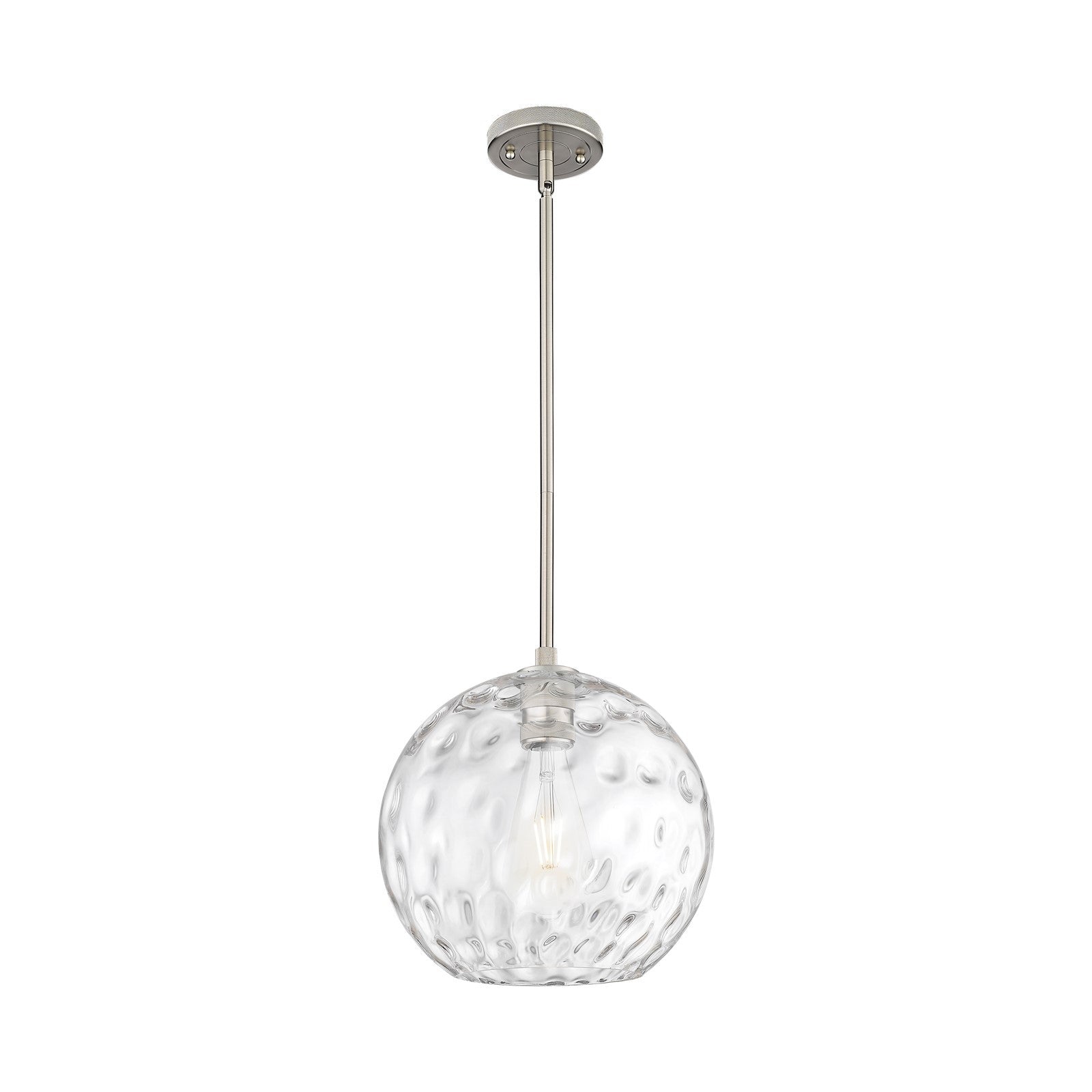 Innovations Athens Water Glass 12in 1-Light Pendant | Industrial Satin Nickel and Clear Water Glass | Kitchen Island | Model 434-1S-SN-G1215-12