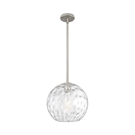 Innovations Athens Water Glass 12in 1-Light Pendant | Industrial Satin Nickel and Clear Water Glass | Kitchen Island | Model 434-1S-SN-G1215-12