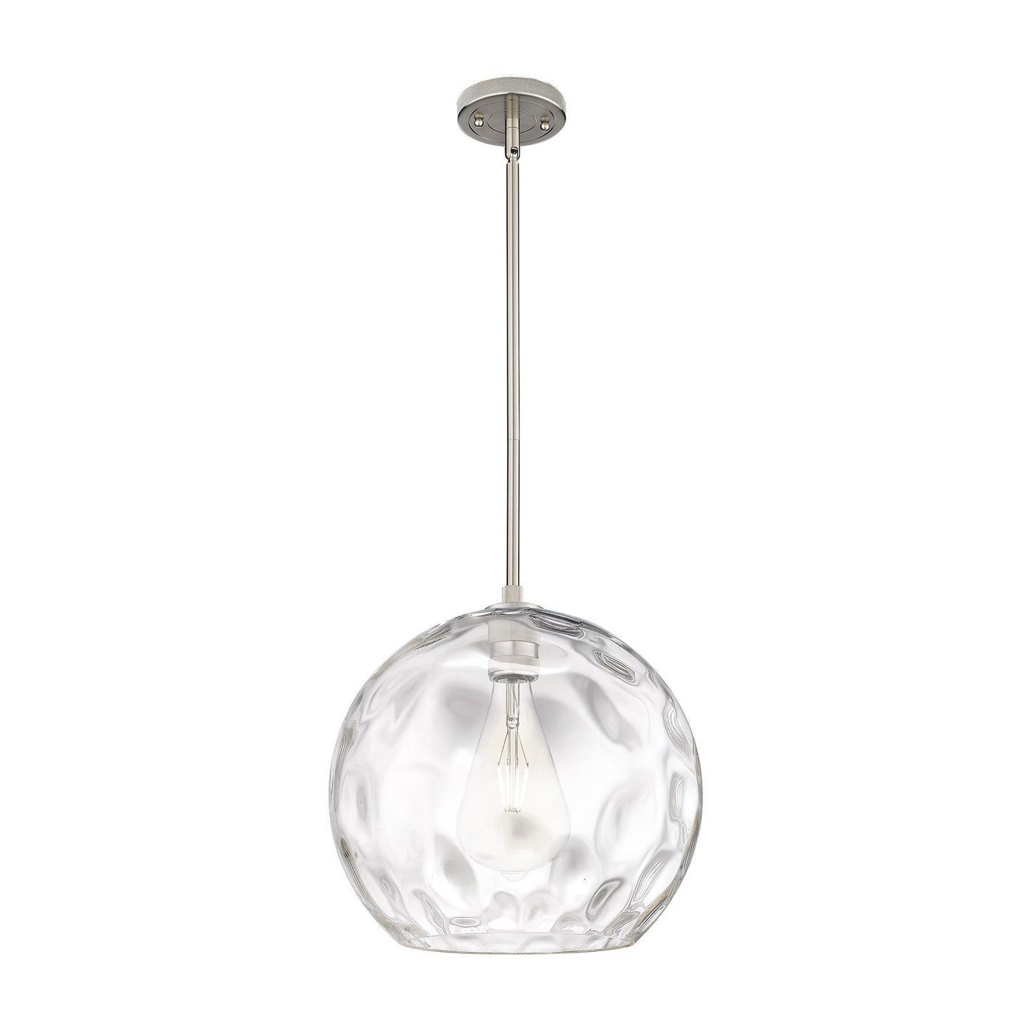 Innovations Athens Water Glass 13in 1-Light Pendant | Industrial Satin Nickel and Clear Glass | Kitchen Island & Dining | Model 434-1S-SN-G1215-14