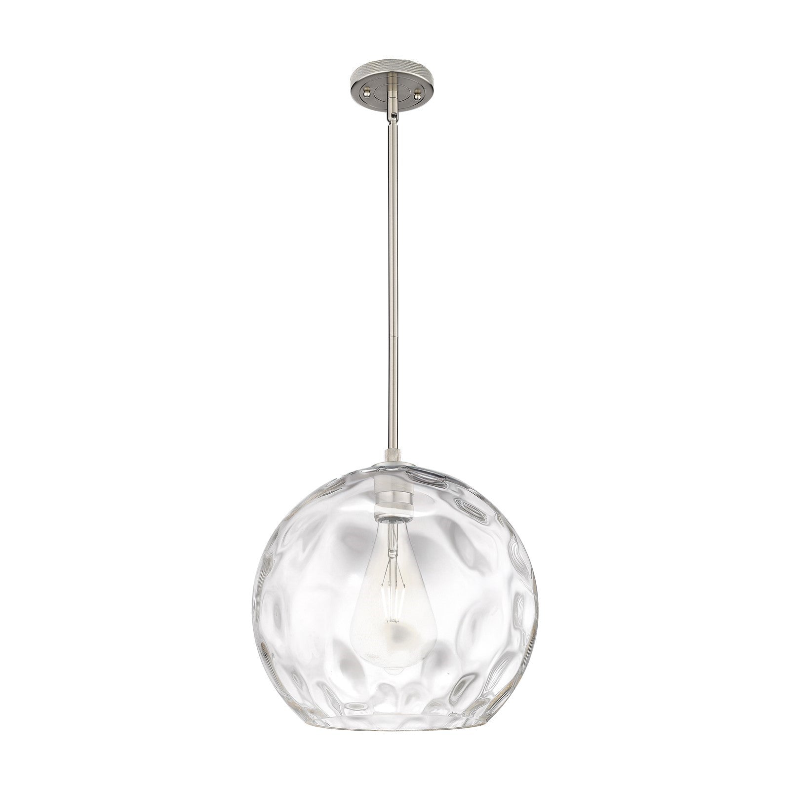 Innovations Athens Water Glass 13in 1-Light Pendant | Industrial Satin Nickel and Clear Glass | Kitchen Island & Dining | Model 434-1S-SN-G1215-14