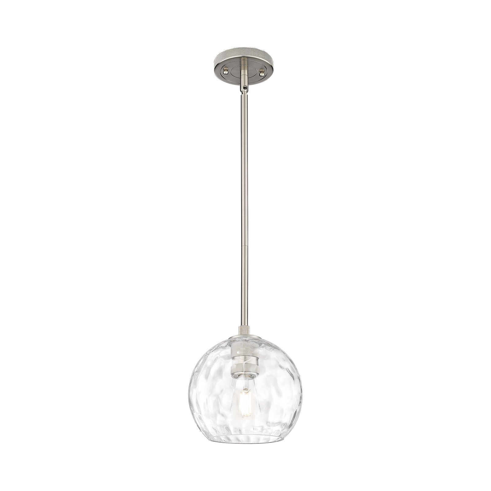 Innovations Athens Water Glass 8in 1-Light Pendant | Industrial Satin Nickel and Clear Glass | Kitchen Island & Dining Room | Model 434-1S-SN-G1215-8