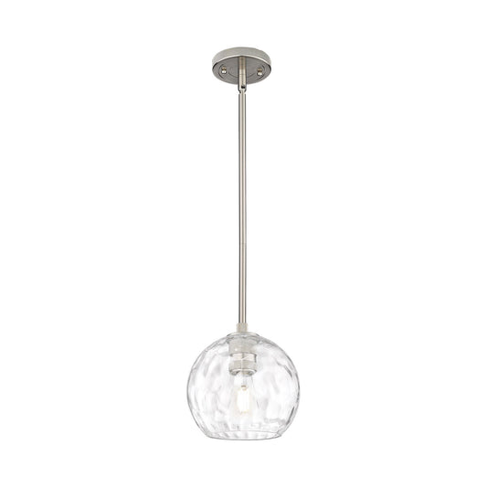 Innovations Athens Water Glass 8in 1-Light Pendant | Industrial Satin Nickel and Clear Glass | Kitchen Island & Dining Room | Model 434-1S-SN-G1215-8