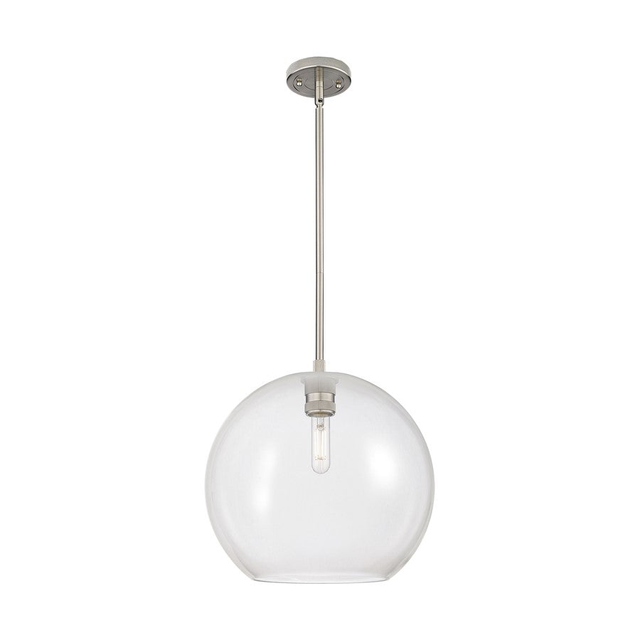 Innovations Crown Point 1Lt 12" Athens Stem Pendant, SN/CL - 434-1S-SN-G122-12