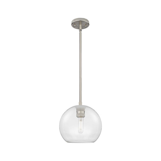 Innovations Crown Point 1Lt 8" Athens Stem Pendant, SN/Clear - 434-1S-SN-G122-8