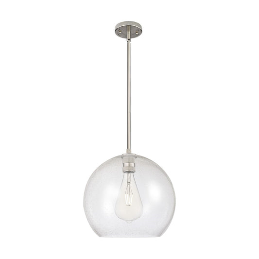 Innovations Astor 14in 1-Light Pendant | Industrial Satin Nickel and Seedy Glass | Kitchen Island & Dining Room | Model 434-1S-SN-G124-14