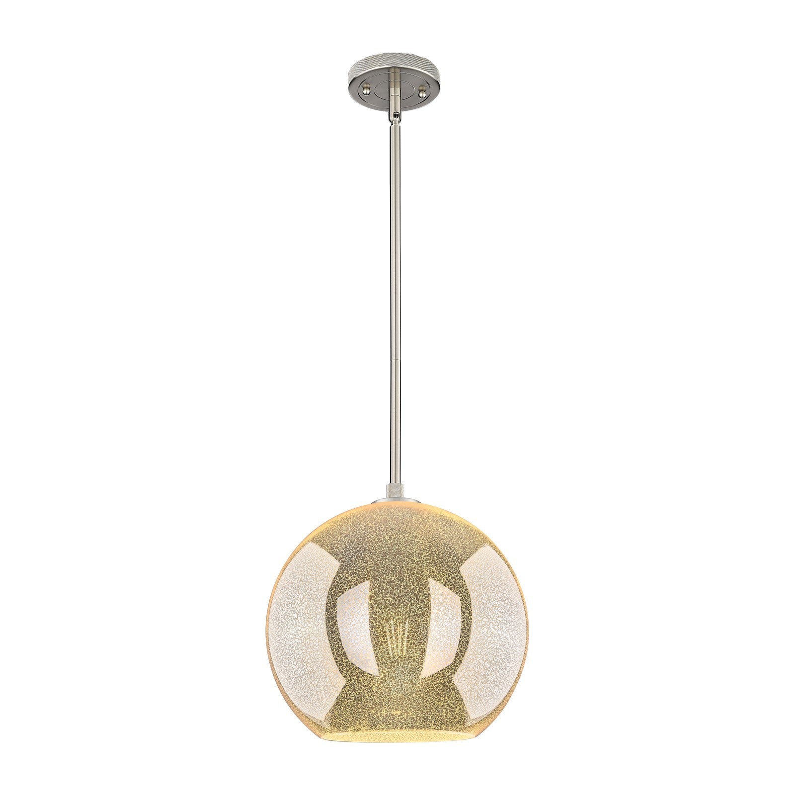 Innovations Athens 12in 1-Light Pendant | Industrial Satin Nickel and Mercury Glass | Kitchen Island & Dining Room | Model 434-1S-SN-G128-12