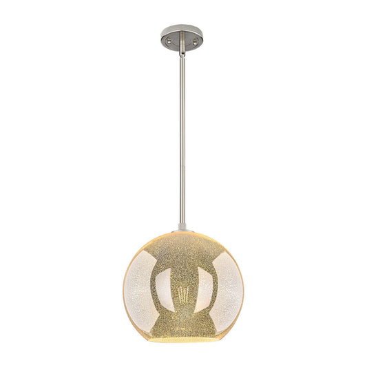 Innovations Athens 12in 1-Light Pendant | Industrial Satin Nickel and Mercury Glass | Kitchen Island & Dining Room | Model 434-1S-SN-G128-12