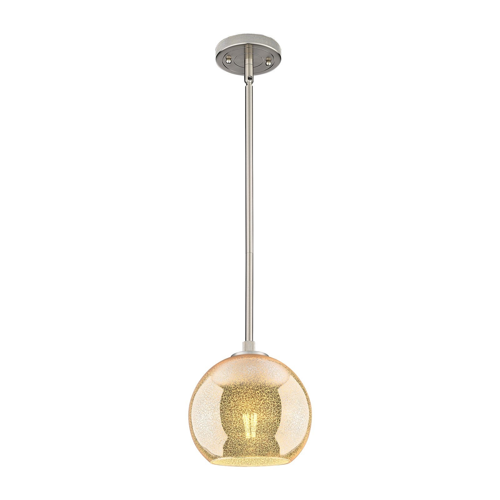 Innovations Athens 8in 1-Light Pendant | Industrial Satin Nickel and Mercury Glass | Kitchen Island & Dining Room | Model 434-1S-SN-G128-8