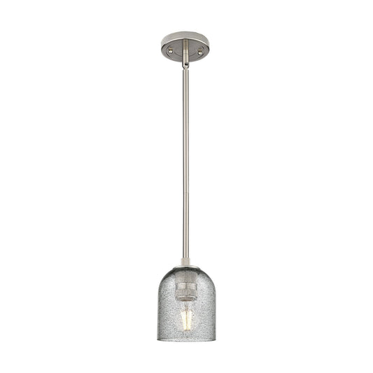 Innovations Caledonia 5in 1-Light Pendant | Industrial Satin Nickel and Charcoal Glass | Kitchen Island & Dining Room | Model 434-1S-SN-G257