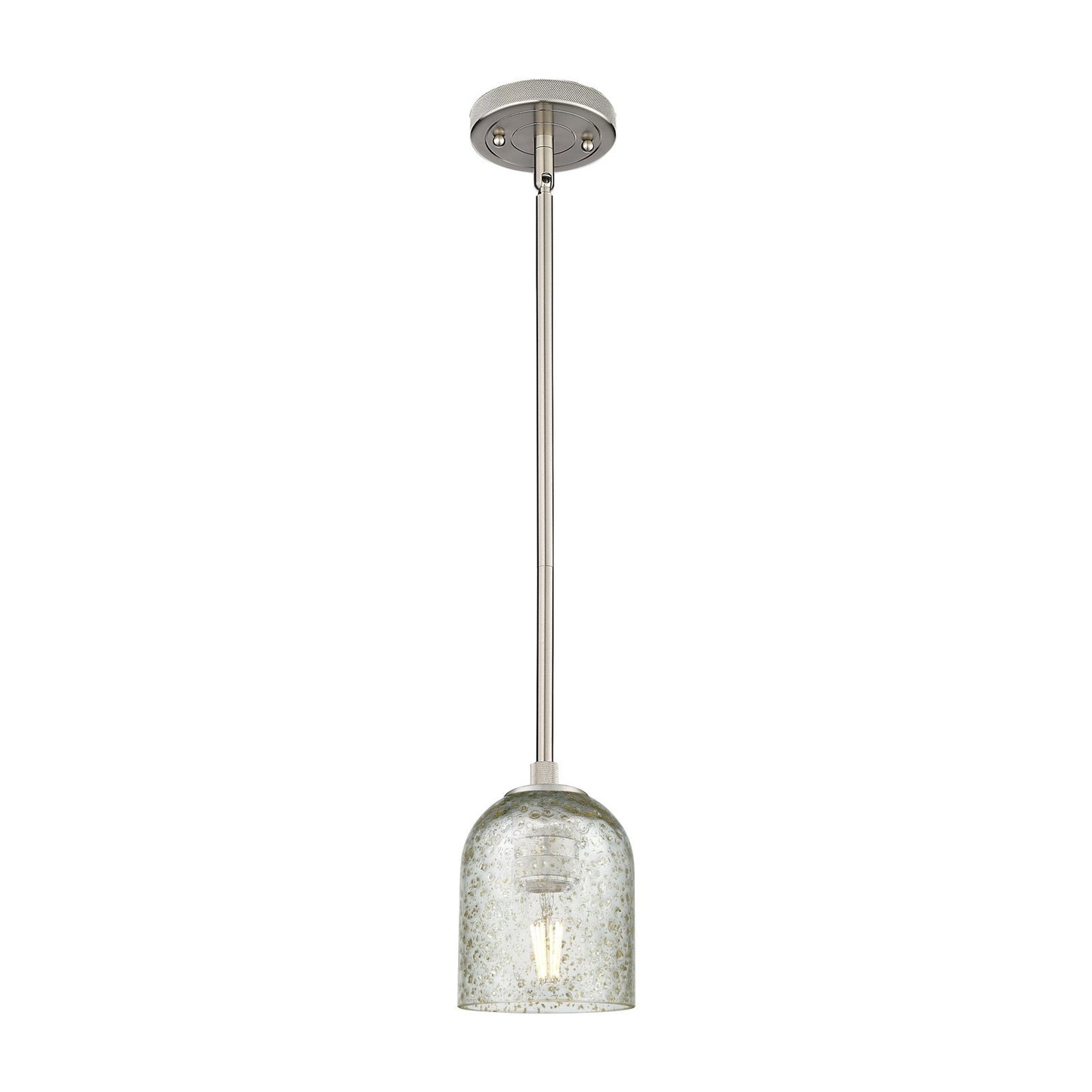Innovations Caledonia 5in 1-Light Pendant | Industrial Satin Nickel and Mica Glass | Kitchen Island & Dining Room | Model 434-1S-SN-G259