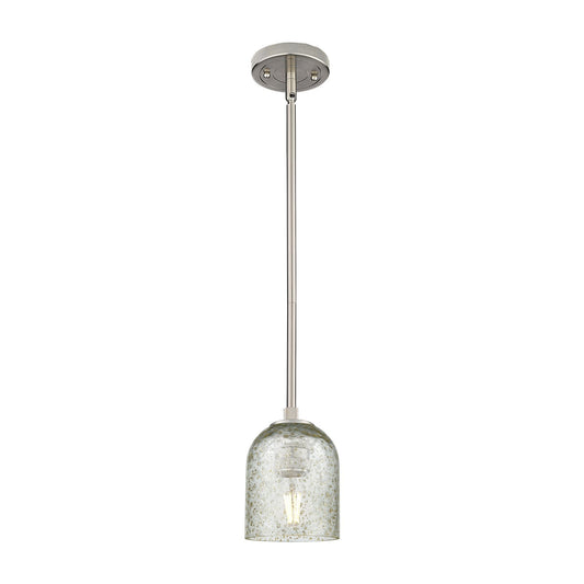 Innovations Caledonia 5in 1-Light Pendant | Industrial Satin Nickel and Mica Glass | Kitchen Island & Dining Room | Model 434-1S-SN-G259