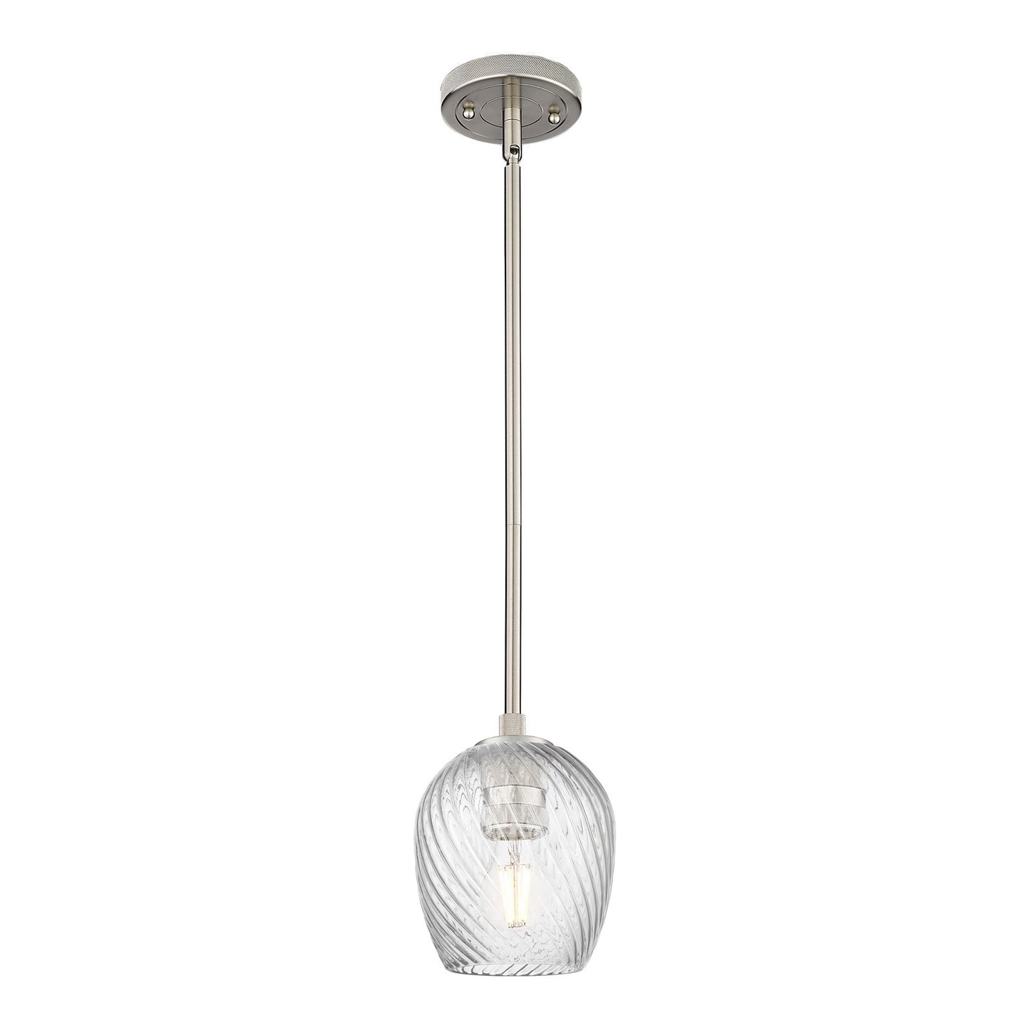 Innovations Salina 5.75in 1-Light Pendant | Industrial Satin Nickel and Clear Spiral Fluted Glass | Kitchen Island & Dining | Model 434-1S-SN-G292