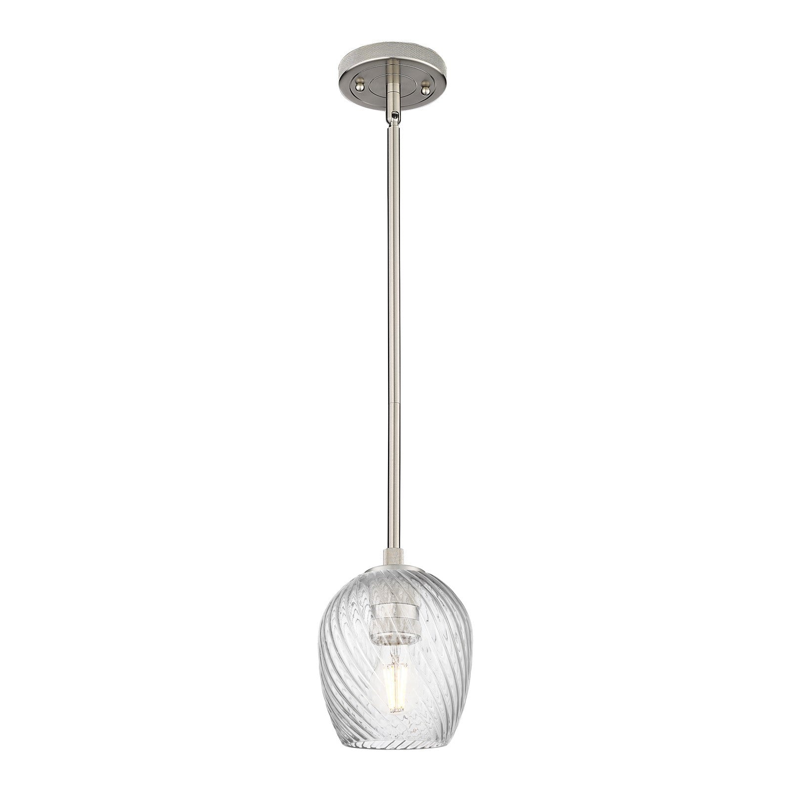 Innovations Salina 5.75in 1-Light Pendant | Industrial Satin Nickel and Clear Spiral Fluted Glass | Kitchen Island & Dining | Model 434-1S-SN-G292