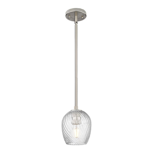 Innovations Salina 5.75in 1-Light Pendant | Industrial Satin Nickel and Clear Spiral Fluted Glass | Kitchen Island & Dining | Model 434-1S-SN-G292