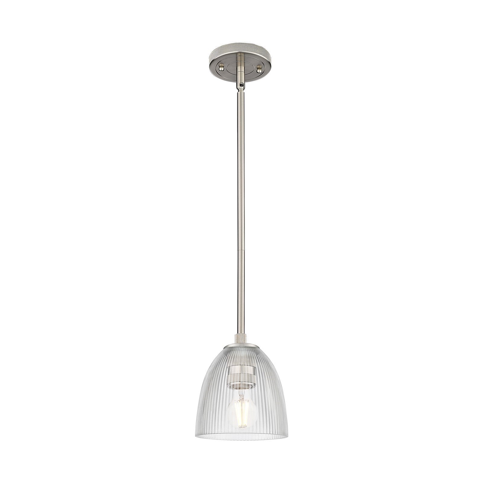 Innovations Lighting Castile 6in 1-Light Pendant | Industrial Satin Nickel and Clear Glass | Kitchen Island & Dining Room | Model 434-1S-SN-G382