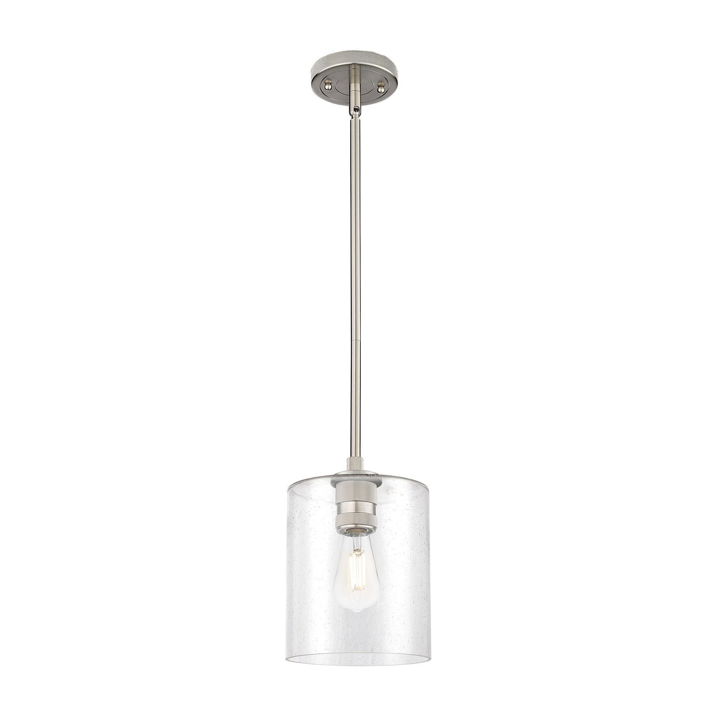 Innovations Paladin 7in 1-Light Pendant | Industrial Satin Nickel and Seedy Glass | Kitchen Island & Dining Room | Model 434-1S-SN-G4424-7