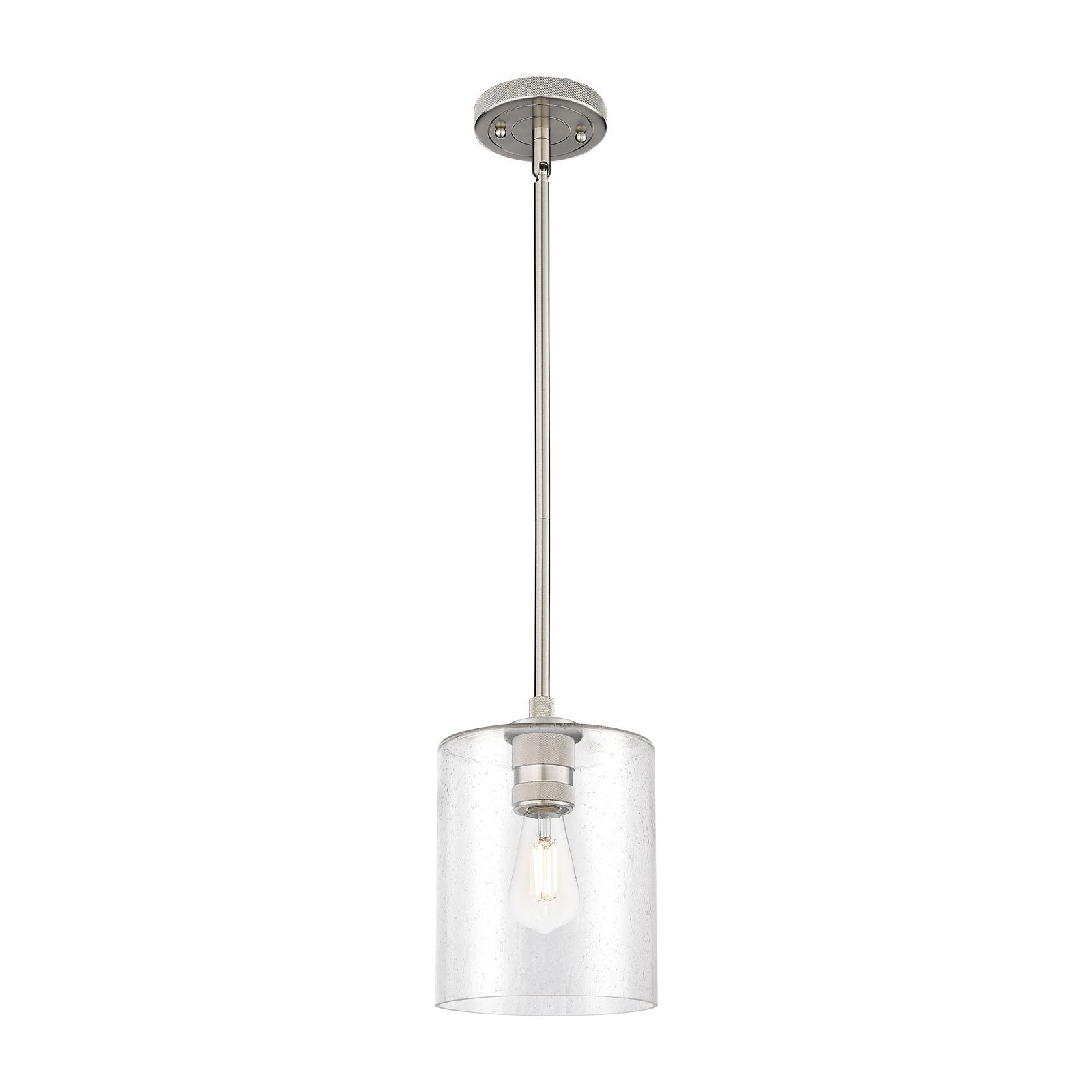 Innovations Paladin 7in 1-Light Pendant | Industrial Satin Nickel and Seedy Glass | Kitchen Island & Dining Room | Model 434-1S-SN-G4424-7
